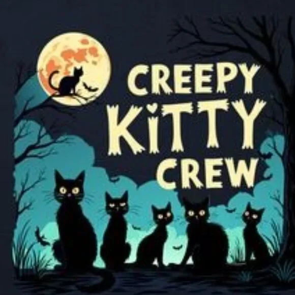 Creepy Kitty Crew T-shirt, Funny Graphics Halloween Graphics 90's Tee - Picture 2 of 4
